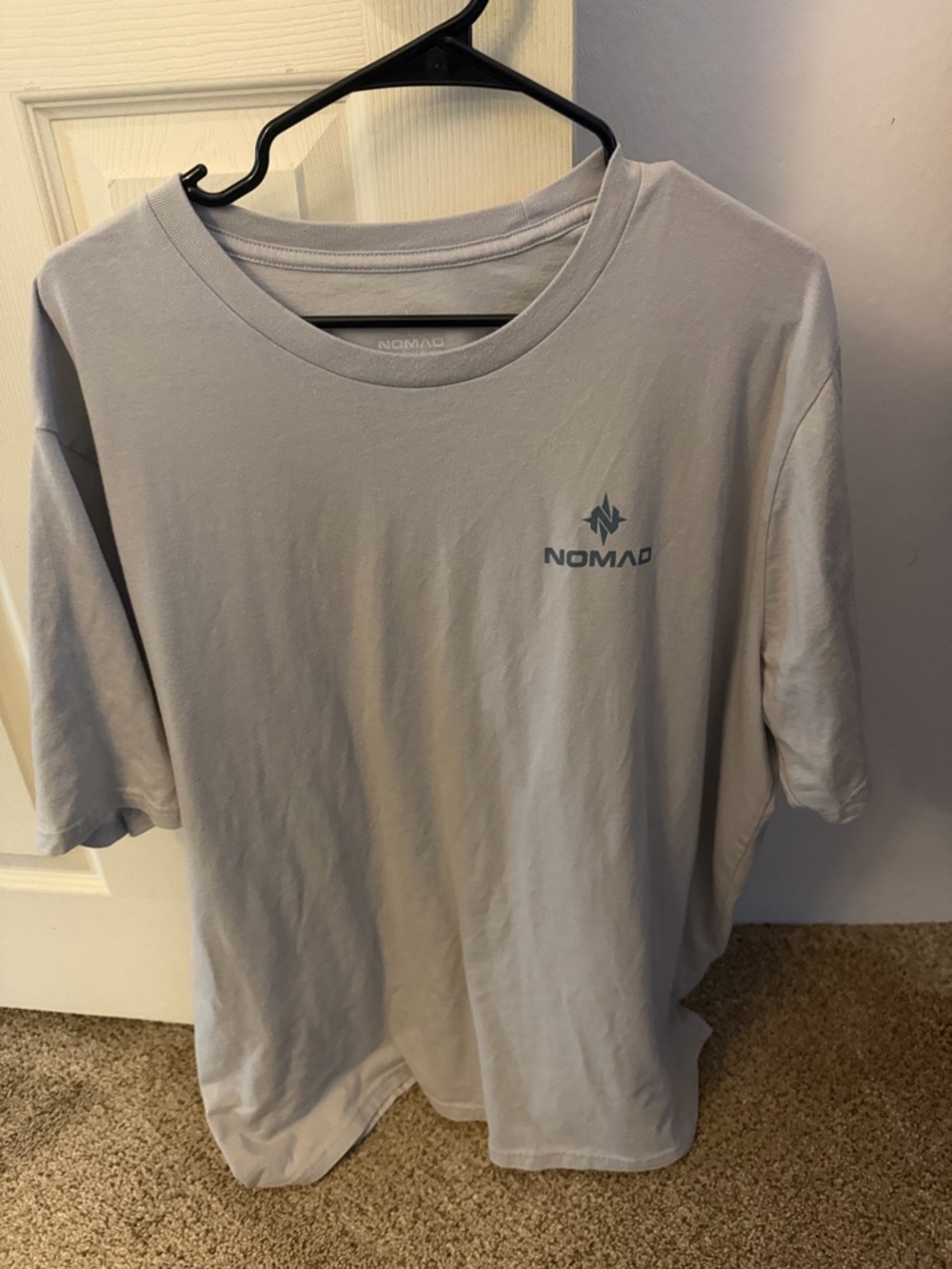 Nomad Men's Short Sleeve Tee in Light Gray with Teal Logo
